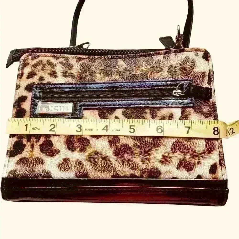 MICHE TESS interchangeable purse. With leopard print cover. 8x6” shoulder bag - Picture 2 of 10